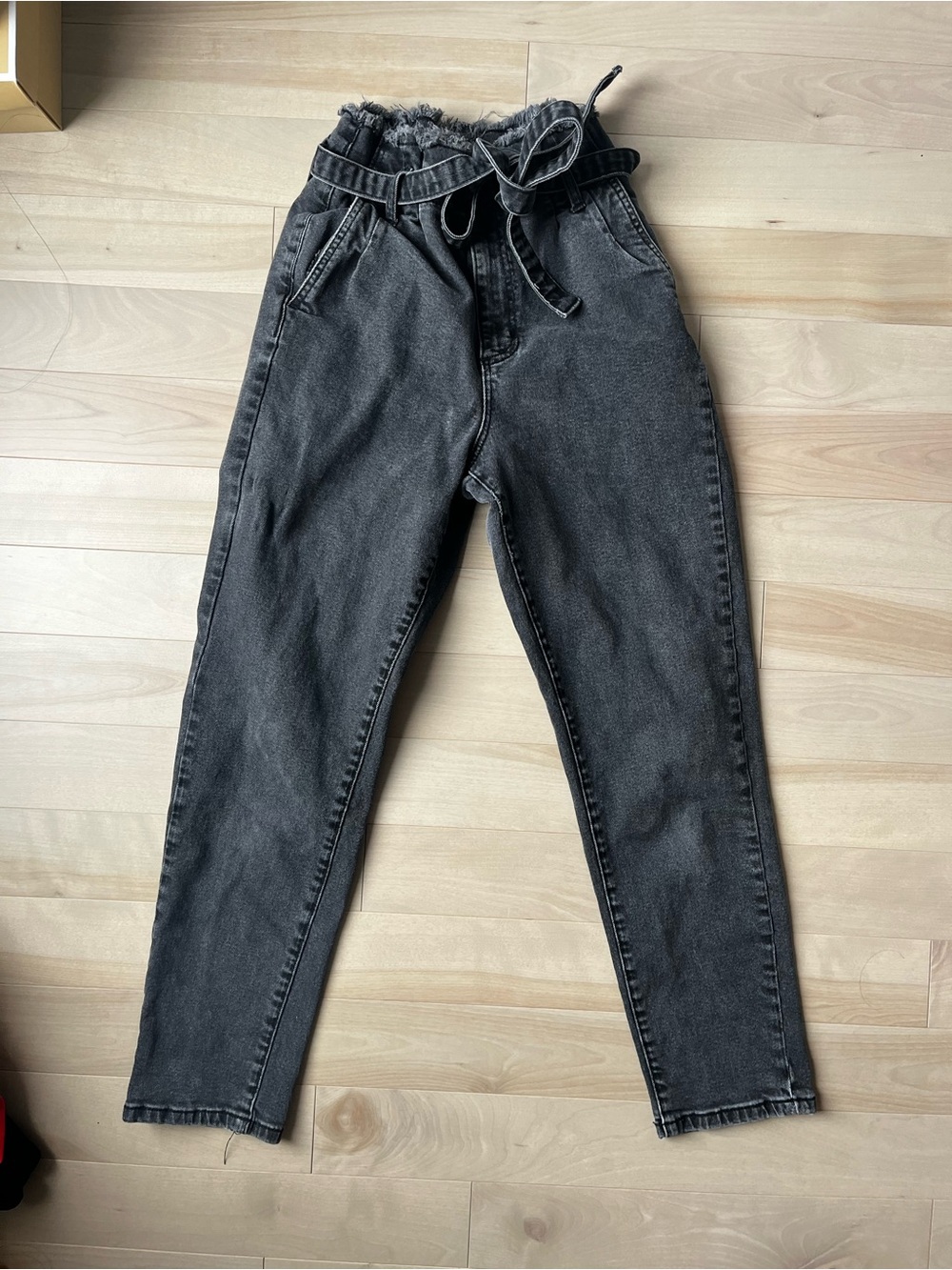 Garage black High-Waist Black Jeans with Tie Belt - Size 7